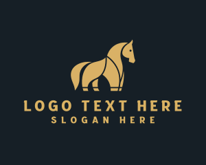 Stallion - Gold Horse Equestrian logo design