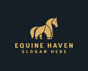 Stable - Gold Horse Equestrian logo design