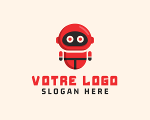 Red Robot - Robot Droid Robotics logo design