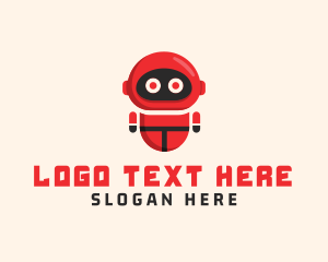 Bot - Red Robot Droid logo design