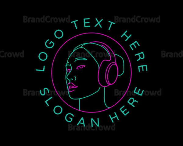 Neon Girl DJ Logo