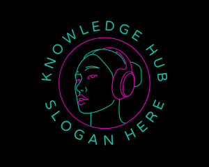 Neon - Neon Girl DJ logo design