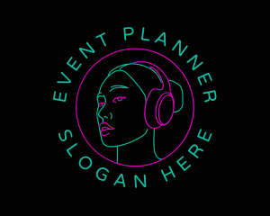 Neon Light - Neon Girl DJ logo design