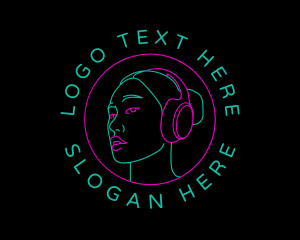 Neon Girl DJ Logo