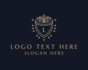 Elegant - Leaf Shield Jewelry Accessory logo design