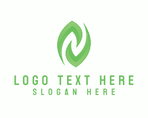 Organic - Green Leaf Letter N logo design