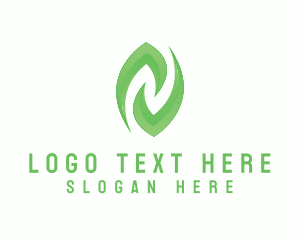 Vegan - Green Leaf Letter N logo design