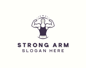 Muscular Strong Man logo design