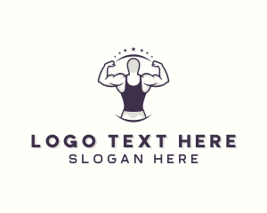 Crossfit - Muscular Strong Man logo design
