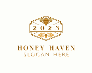 Beehive - Natural Honey Bee logo design