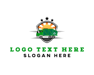 Haulage - Recycle Truck Shield logo design