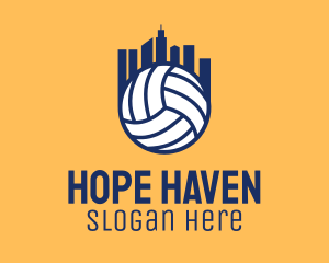 Sports Equipment - Volleyball Building City logo design