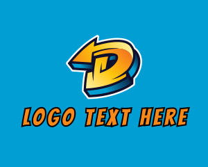 Dj - Graffiti Arrow Letter D logo design