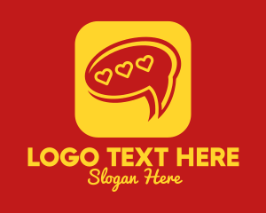 Social App - Message Chat Heart App logo design
