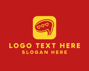 Social App - Message Chat Heart App logo design