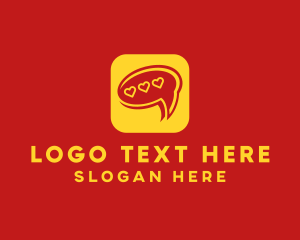 Speech - Message Chat Heart App logo design