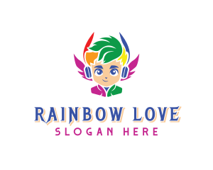 Lesbian - LGBT Wings Gamer logo design