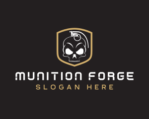 Munition - Skull Grenade Shield logo design