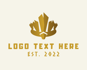 Tribe - Gold Tribal Crown Headdress logo design