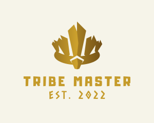 Gold Tribal Crown Headdress logo design