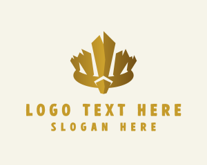 Cherokee - Gold Tribal Crown Headdress logo design