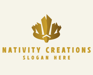 Gold Tribal Crown Headdress logo design