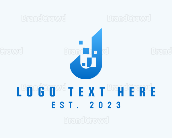 Blue Pixelated Letter J Logo