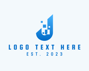 Program - Blue Pixelated Letter J logo design