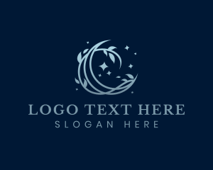 Nocturnal - Twilight Evening Moon Plant logo design