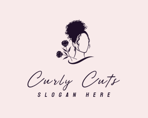Curly - Floral Curly Hair logo design