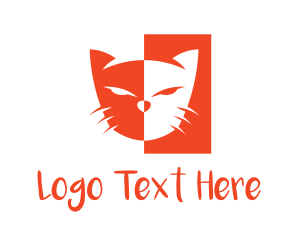 Hellcat - Orange Cat Head logo design