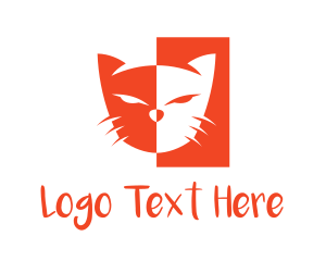 Face - Orange Cat Head logo design