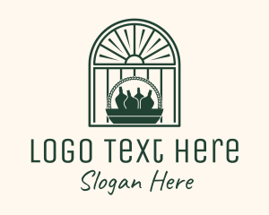 Liquor - Window Bottle Basket logo design