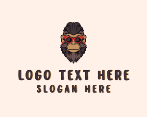 Hipster Sunglasses Monkey logo design