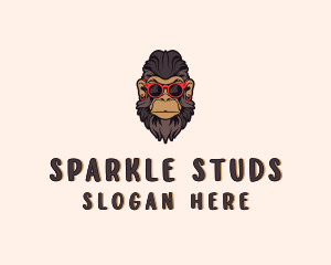 Hipster Sunglasses Monkey logo design