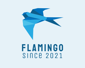 Wallpaper - Blue Sparrow Origami logo design