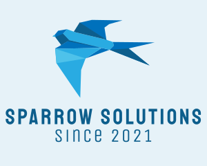 Sparrow - Blue Sparrow Origami logo design