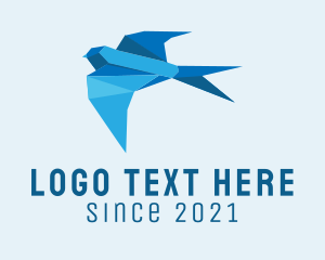Paper Folding - Blue Sparrow Origami logo design