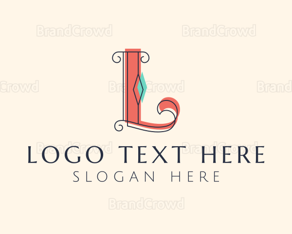 Retro Diamond Jeweler Letter L Logo