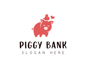 Farm Animal Pig Chick logo design