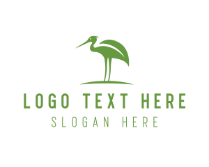 Animal - Green Eco Stork logo design