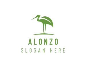 Green Eco Stork logo design