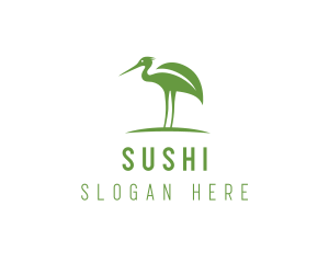 Green Eco Stork logo design