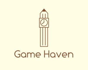 Pencil Clock Tower Logo