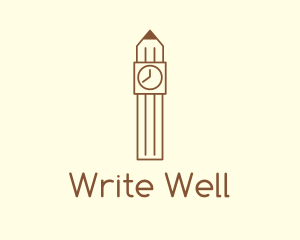 Pencil - Pencil Clock Tower logo design