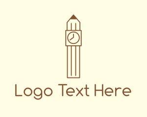 Preschool - Pencil Clock Tower logo design