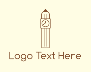 Pencil Clock Tower Logo