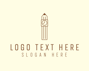 Pencil - Pencil Clock Tower logo design