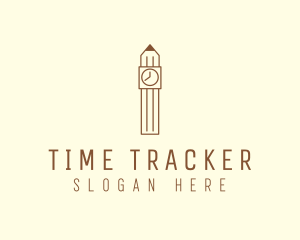 Pencil Clock Tower logo design