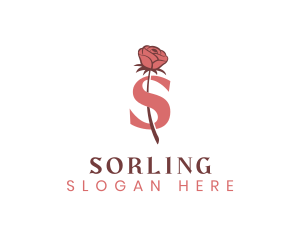 Floral Rose Letter S logo design